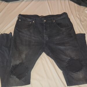 Purple Brand Men's Size 40 Distressed Black Jeans